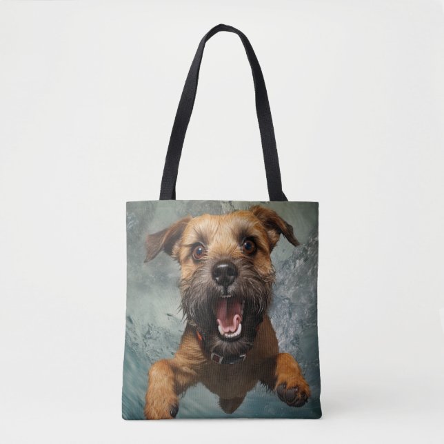Tote Bag Jouer Chien nager Design sous-marin (Devant)