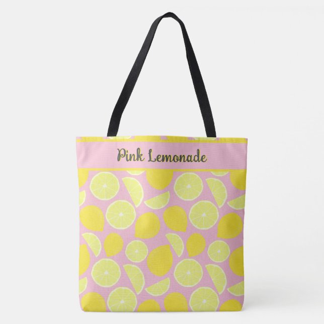 Tote Bag Jouer citron rose jaune Tropical Art (Devant)