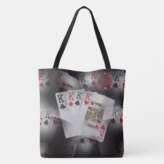 Tote Bag Jouer Des Cartes Quad Kings Dans Un Motif, (Dos)