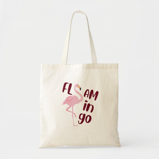 Tote Bag Jouer Flamant rose rose Typographie Art (Devant)