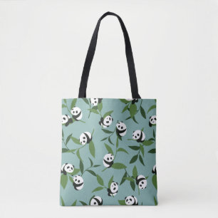 Tote Bag Jouer Panda dans le Motif du Jardin Vert