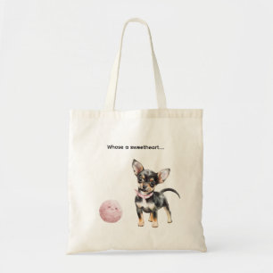 Tote Bag Jouet Balle Rose Chien Noir Sucré