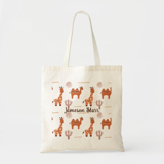 Tote Bag Jouet blanc Brown Animal Cactus Camel Llama (Devant)
