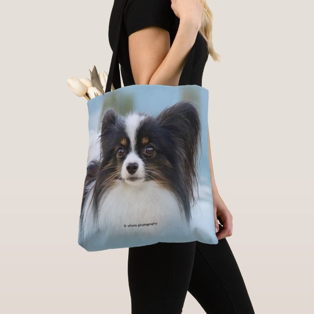 Tote Bag Jouet Papillon mignonne Chien espagnol à l'quai (De près)