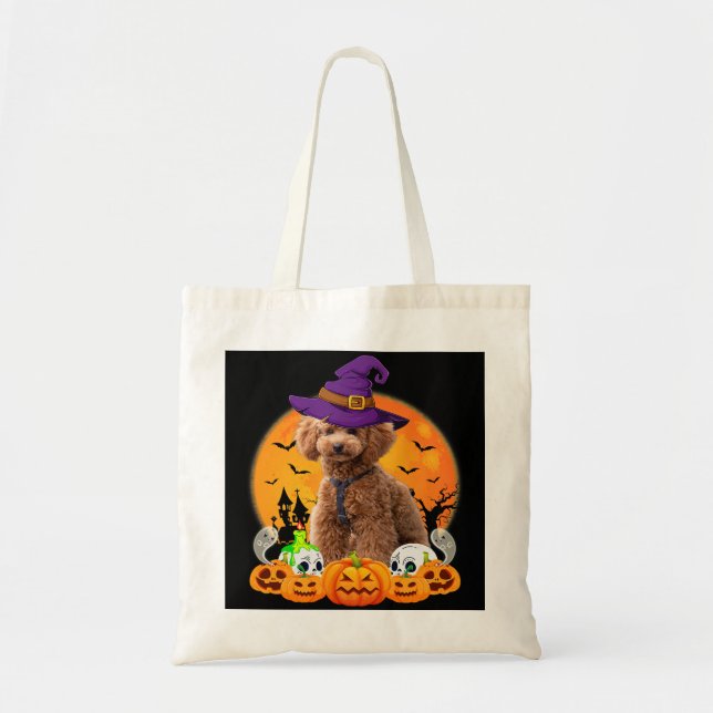 Tote Bag Jouet Poodle Sorcière Citrouille Amoureux des chie (Devant)
