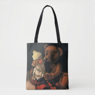 Tote Bag Jouets de Noël vintage, poupée et ours en peluche