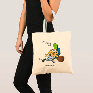 Tote Bag Joueur de baseball attrapant une balle en plein pl