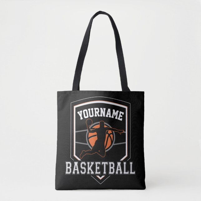 Tote Bag Joueur de basket-ball personnalisé NOM Équipe de b (Devant)