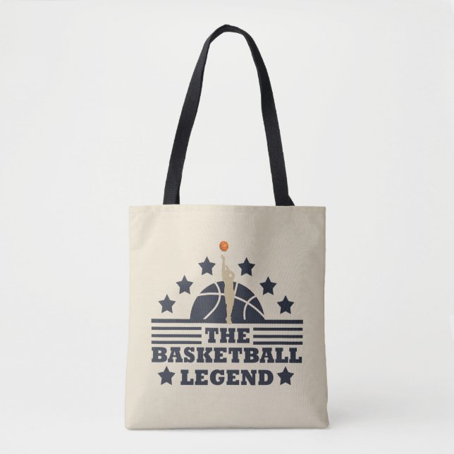 Tote Bag joueur de basketball légende ballon bleu et orange (Devant)