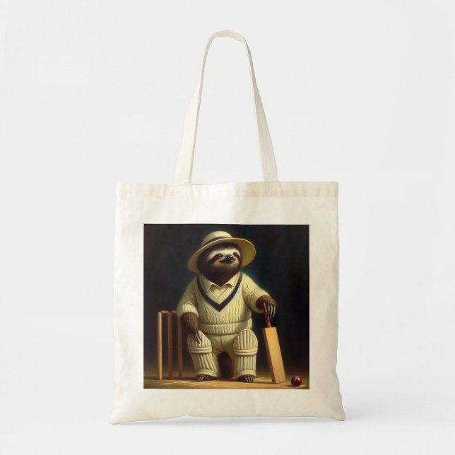 Tote Bag Joueur de cricket Sloth (Devant)