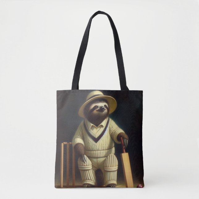 Tote Bag Joueur de cricket Sloth (Devant)
