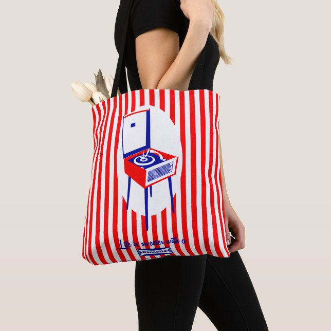 Tote Bag Joueur de disques Retro Dansette (De près)