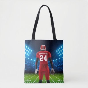 Tote Bag Joueur de football personnalisé avec maillot rouge