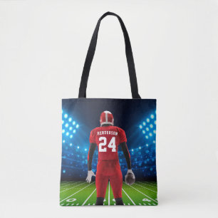 Tote Bag Joueur de football personnalisé Red Jersey