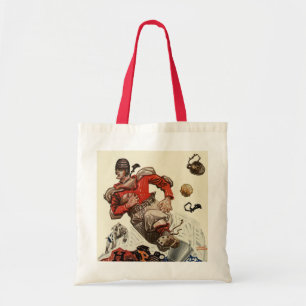 Tote Bag Joueur de football vintage et mascotte bouledogue