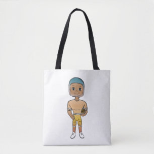 Tote Bag joueur de football vintage rétro arc-en-ciel ombré