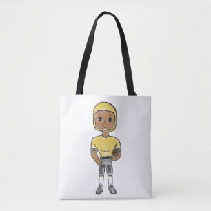 Tote Bag joueur de football vintage rétro noir jaune simple