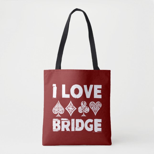 Tote Bag Joueur de jeu de cartes de bridge que j'aime (Devant)
