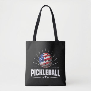 Tote Bag Joueur de Pickleball au Drapeau Américain US