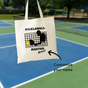 Tote Bag Joueur de pickleball maître vainqueur nom personna