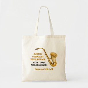 Tote Bag Joueur de saxophone en or Bande personnalisée