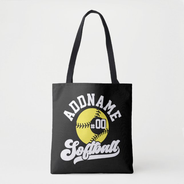 Tote Bag Joueur de softball personnalisé AJOUTER LE NOM Équ (Devant)
