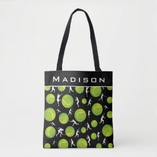 Tote Bag Joueur de tennis Silhouette Motif Ajouter Nom de l