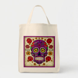 Tote Bag Jour de la mort crâne de sucre épicerie Fourre-tou