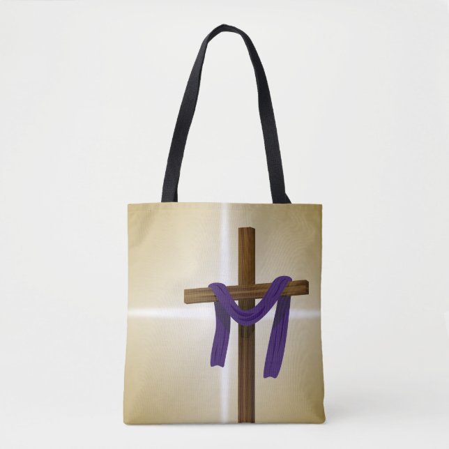 Tote Bag Jour de la résurrection du violet de la croix de P (Devant)