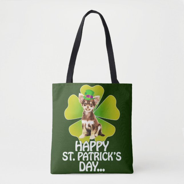 Tote Bag Jour de la Saint-Patrick Casquette des Chihuahua (Devant)
