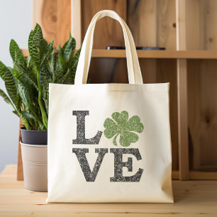 Tote Bag Jour de la Saint Patrick LOVE avec shamrock