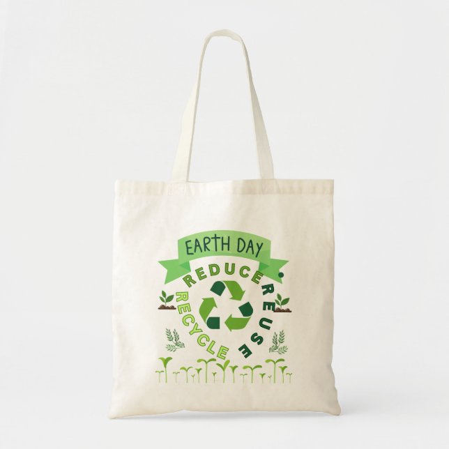 Tote Bag jour de l'environnement "réduire, réutiliser, recy (Devant)
