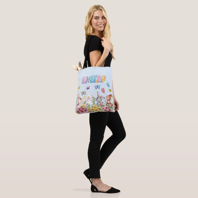 Tote Bag Jour de Pâques amusant Bunny (Sur le modèle)