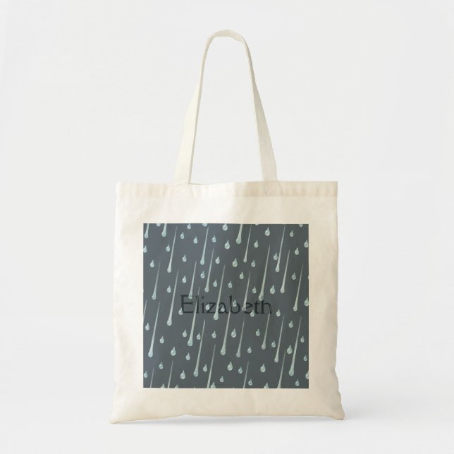 Tote Bag Jour de pluie mignon Personnalisé gris foncé (Devant)