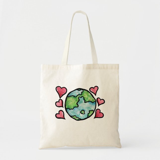Tote Bag Jour des terres amour Coeurs (Devant)