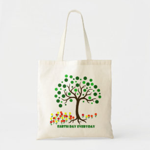 Tote Bag Jour des terres Arbre quotidien et Fleurs