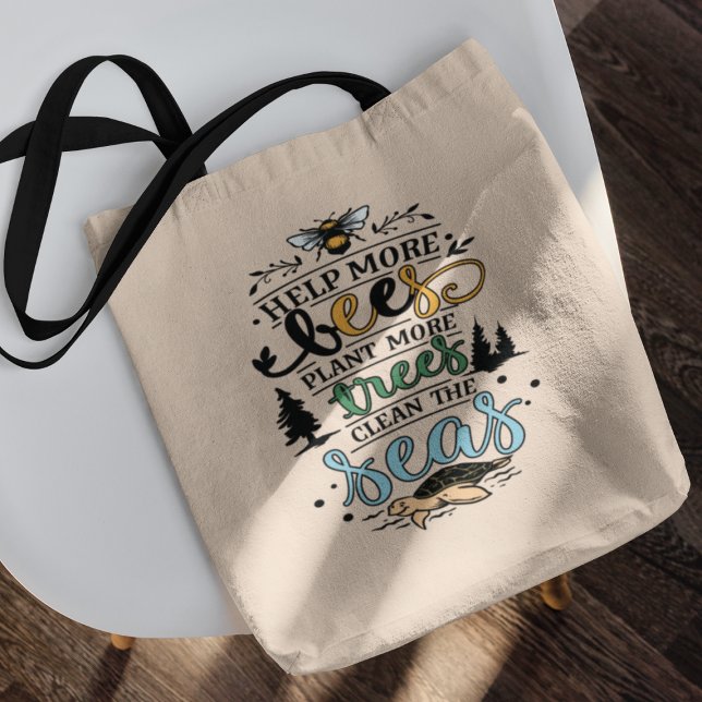 Tote Bag Jour des terres citation aider les abeilles plante (Créateur téléchargé)