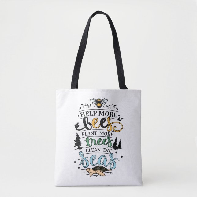 Tote Bag Jour des terres citation aider les abeilles plante (Devant)