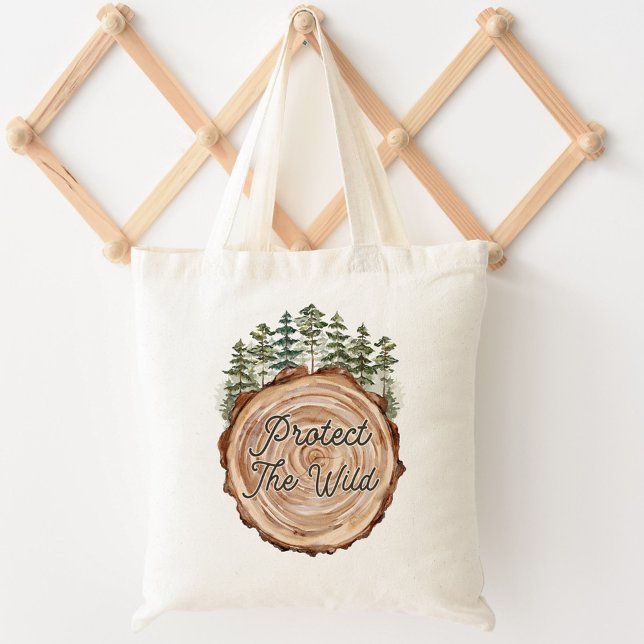 Tote Bag Jour des terres Devis Bois Disque Pins Arbres Envi (In situ)