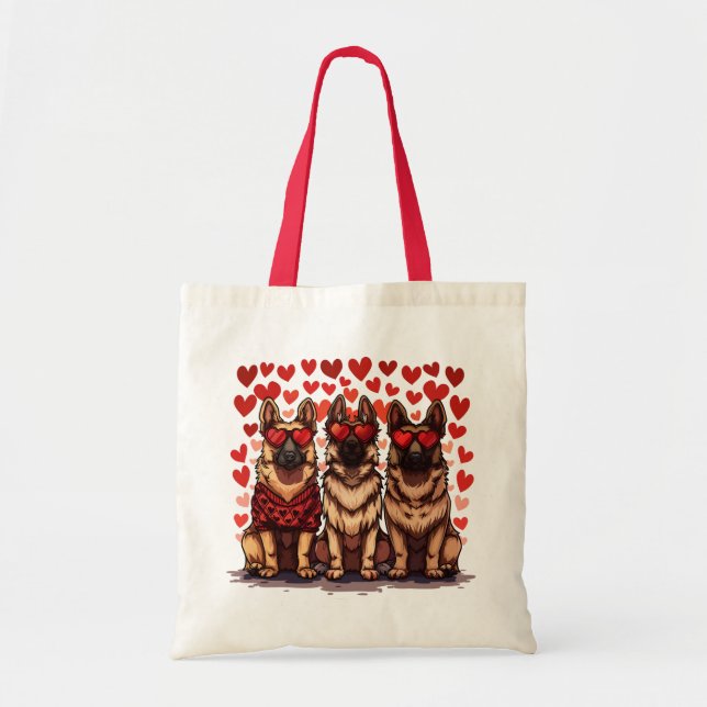 Tote Bag Jour des Valentines Chiens bergers allemands (Devant)