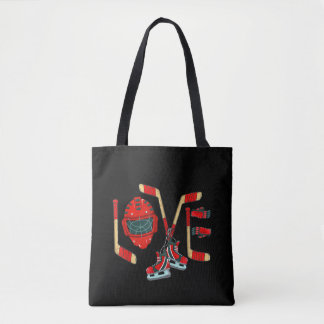 Tote Bag Jour des Valentines de hockey sur glace Aimer mign