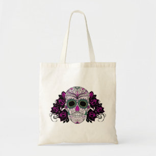 Tote Bag Jour du crâne mort de sucre avec des roses