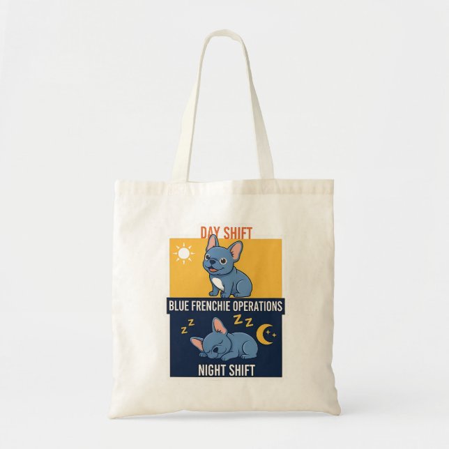 Tote Bag Jour et Nuit Équipe de Bleu Frenchie Design Drôle (Devant)