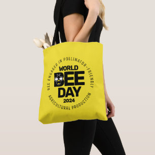 Tote Bag Jour mondial de l'abeille Pollinateur noir jaune