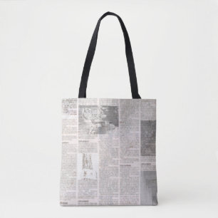 Tote Bag Journal avec vieux texte illisible. Grunge vintage