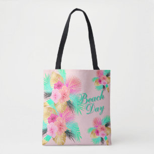 Tote Bag Journée de plage Été tropical Palmier vibrant 