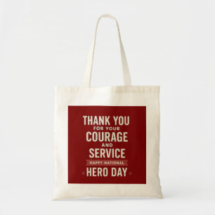 Tote Bag Journée du héros national Merci Typographie Enseig