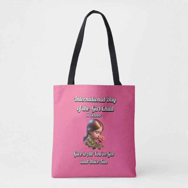 Tote Bag Journée internationale de la Fille. Amusez-vous (Devant)