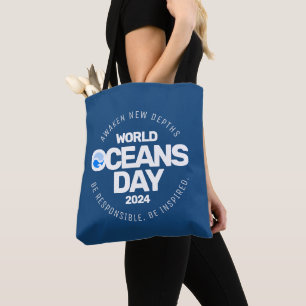 Tote Bag Journée mondiale des océans Bleu Stylisé Vagues de