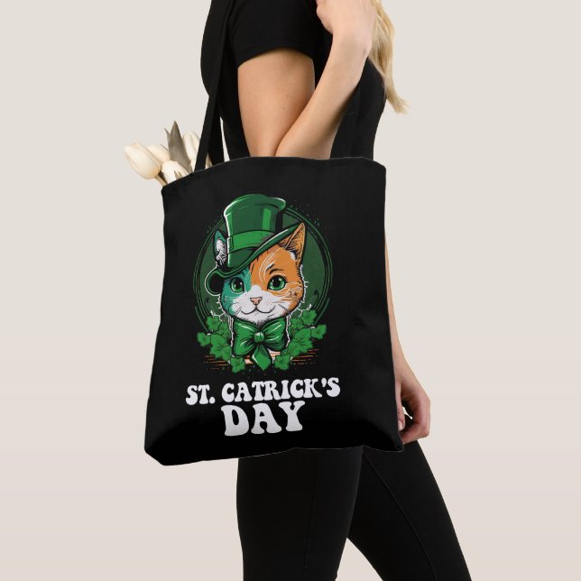 Tote Bag Journée St Catricks Amoureux des chats St Patrick' (De près)